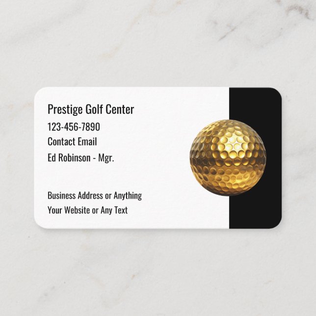 Diseño de Tarjetas de Negocio Elegantes de Golf (Anverso)