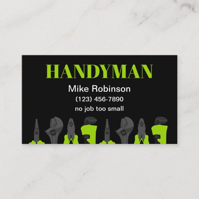Diseño de tarjetas de presentación para Handyman e (Anverso)