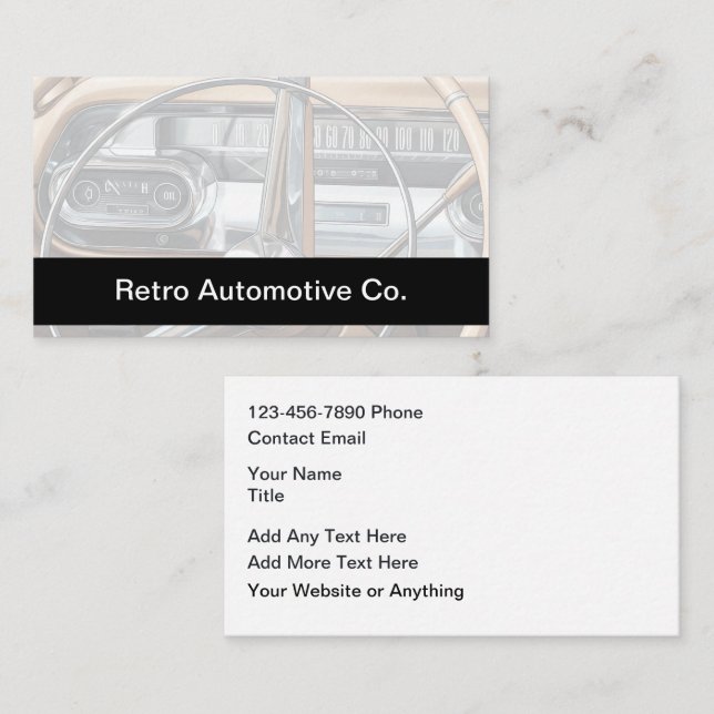 Diseño de Tarjetas de Presentación Retro Automotri (Anverso / Reverso)