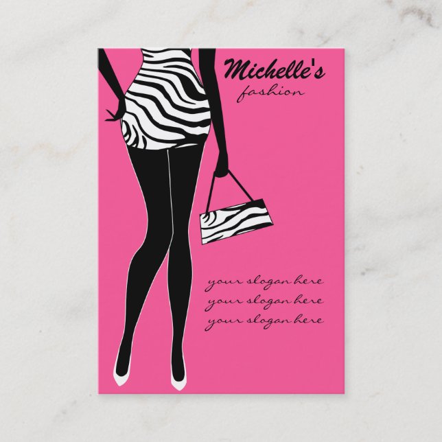 Diseño de tarjetas de visita de chica de moda (Anverso)