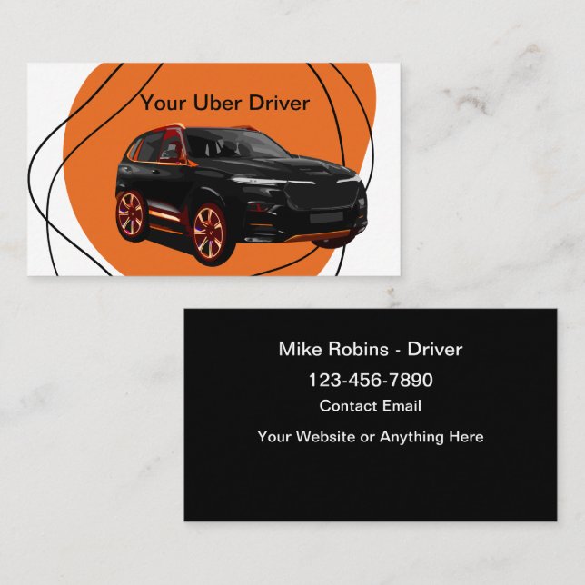 Diseño de tarjetas de visita de controlador Uber m (Anverso / Reverso)