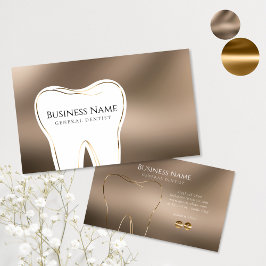 Diseño de tarjetas de visita de oro y Beige dental