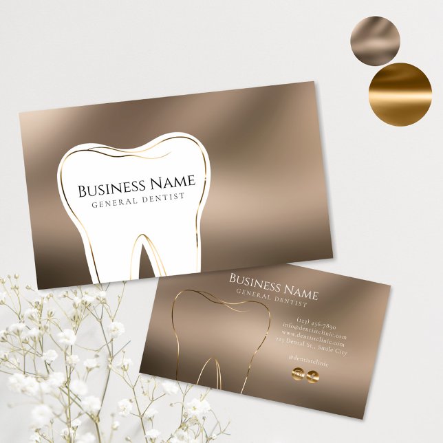 Diseño de tarjetas de visita de oro y Beige dental (Subido por el creador)