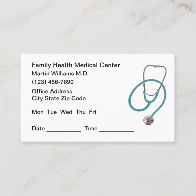 Diseño de tarjetas de visita para citas médicas fa (Anverso)