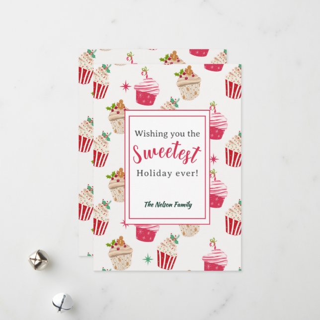 Diseño de tarjetas planas de cupcakes para las fie (Anverso/Reverso In Situ)