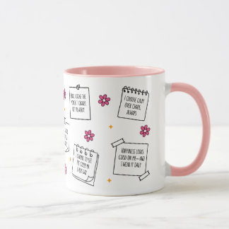 Diseño de taza de bloc de notas de afirmaciones