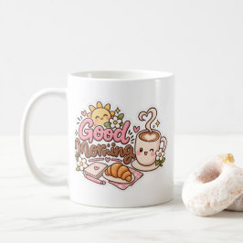 Diseño de taza de café de buenos días linda