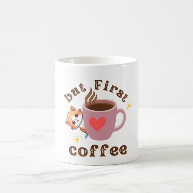 Diseño de taza de café de gato lindo (Centro)