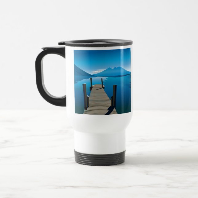 Diseño de taza de viaje de muelle del océano hermo (Izquierda)
