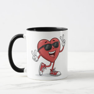 Diseño de taza divertida con corazón de dibujos an