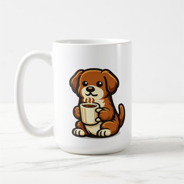 Diseño de taza Kawaii de perro de café lindo (Izquierda)