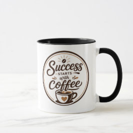 Diseño de taza motivacional de café para empezar c