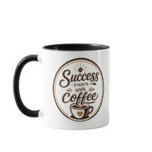 Diseño de taza motivacional de café para empezar c