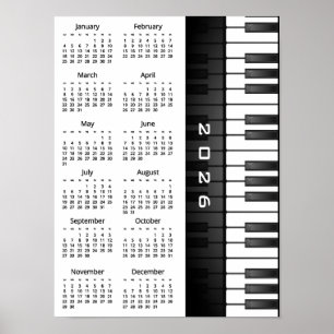Diseño de Teclado de Piano Póster Calendario 2026