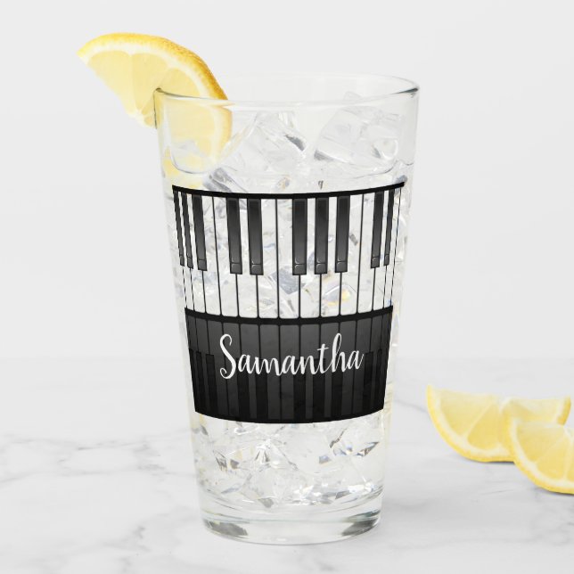 Diseño de teclado de piano Vidrio para beber (Anverso (hielo))