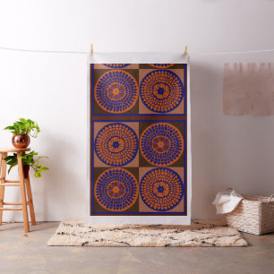 Diseño de tela de girasol africano en naranja y az