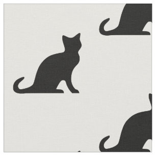 diseño de tela textil con patrón de gato blanco y