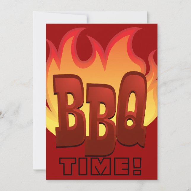 diseño de texto de llama bbq invitación (Anverso)