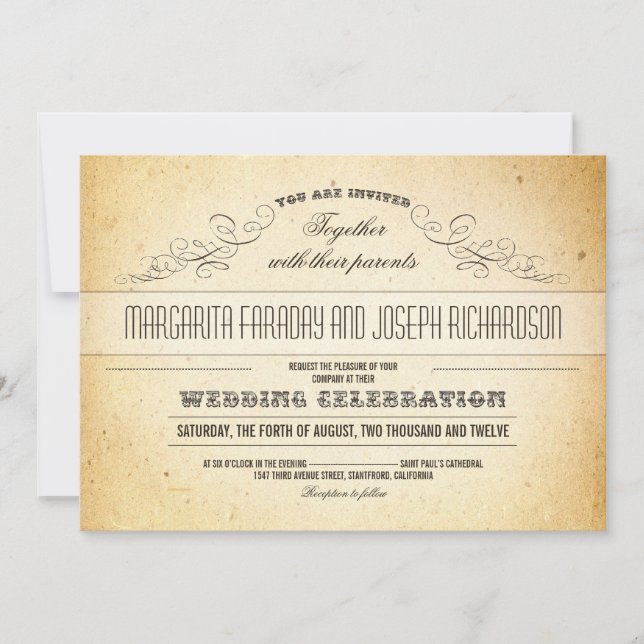diseño de tipografía elegante invitaciones a bodas (Anverso)