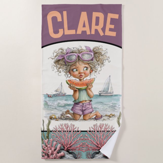 Diseño de toalla de playa infantil juguetona amant (Anverso)