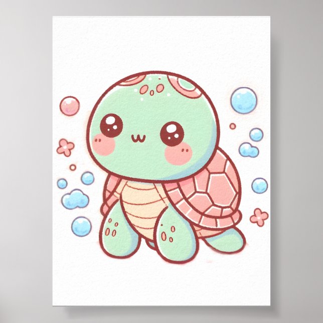 Diseño de tortuga pastel, arte de tortuga suave de (Frente)