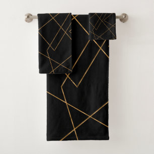 Diseño de trazo geométrico moderno de oro y negr