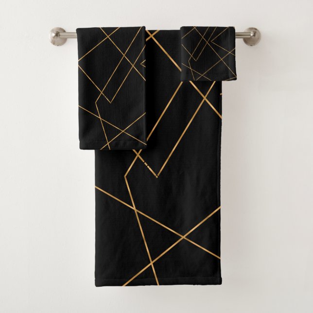 Diseño de trazo geométrico moderno de oro y negro (In situ)