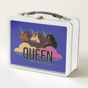 Diseño de trío de reina Afro Unicornio