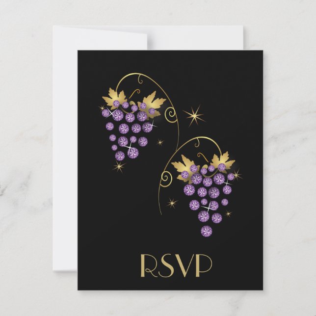 Diseño de uvas para invitaciones a diamantes púrpu (Anverso)