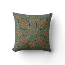 Diseño de Uzbekistán verde en almohada