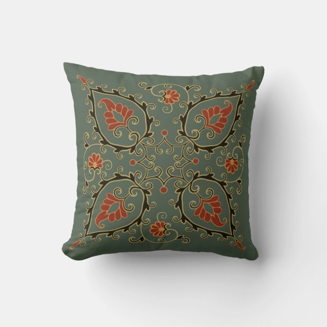 Diseño de Uzbekistán verde en almohada (Anverso)