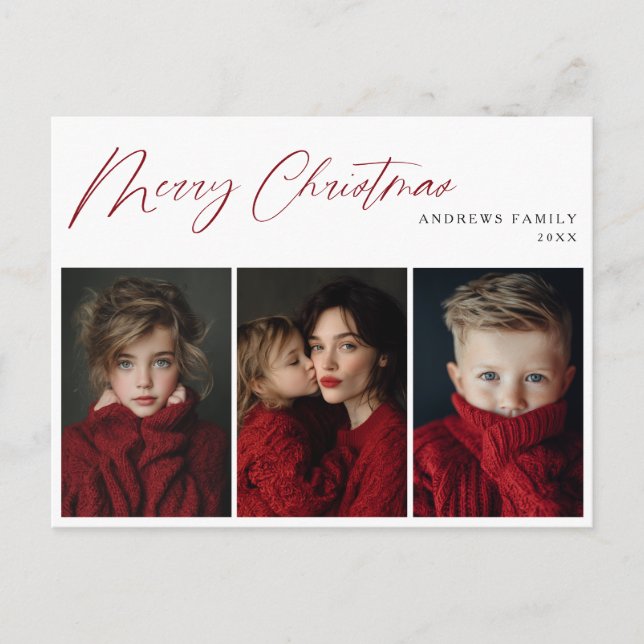 Diseño de vacaciones de Navidad con foto de tres r (Anverso)