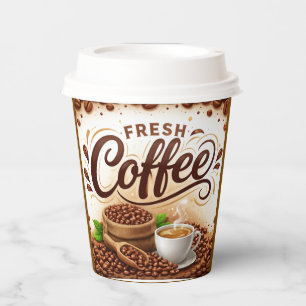 Diseño de Vaso de Papel para Café con Granos de Ca
