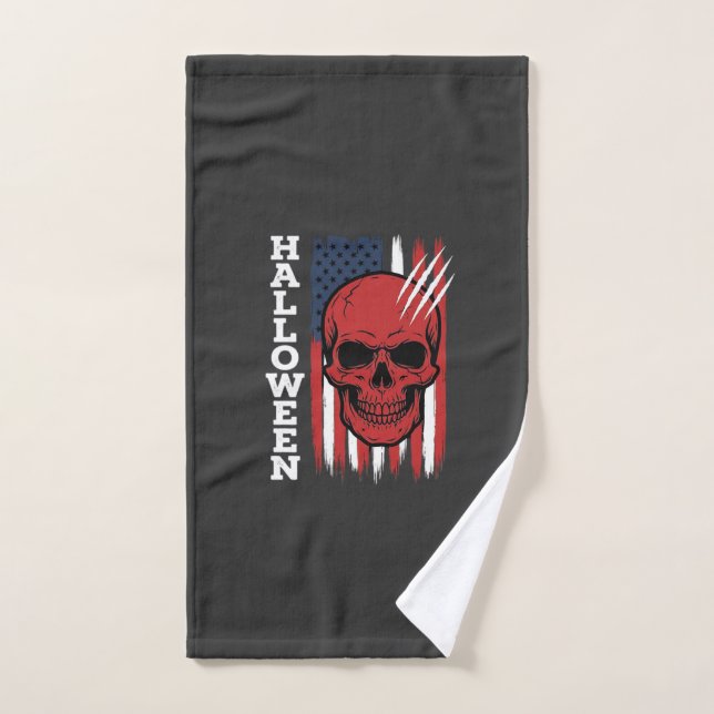 Diseño de vector de bandera de cráneo de Halloween (Toalla de mano)
