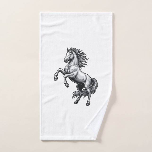 Diseño de vector de caballo encabritado de grabado (Toalla de mano)
