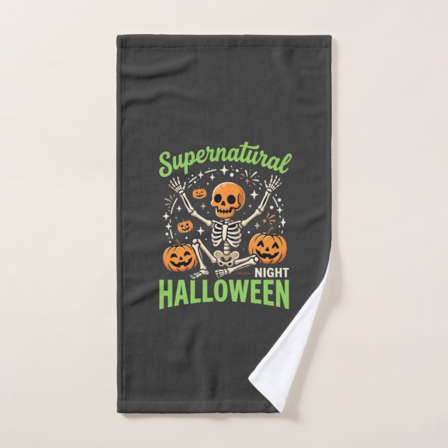 Diseño de vector de Halloween de esqueleto sobrena (Toalla de mano)