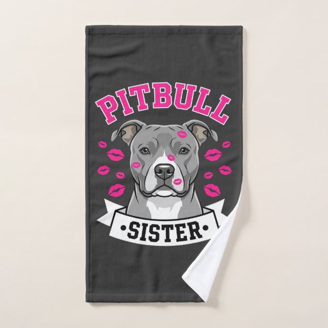 Diseño de vector de hermana amante de perros Pitbu (Toalla de mano)