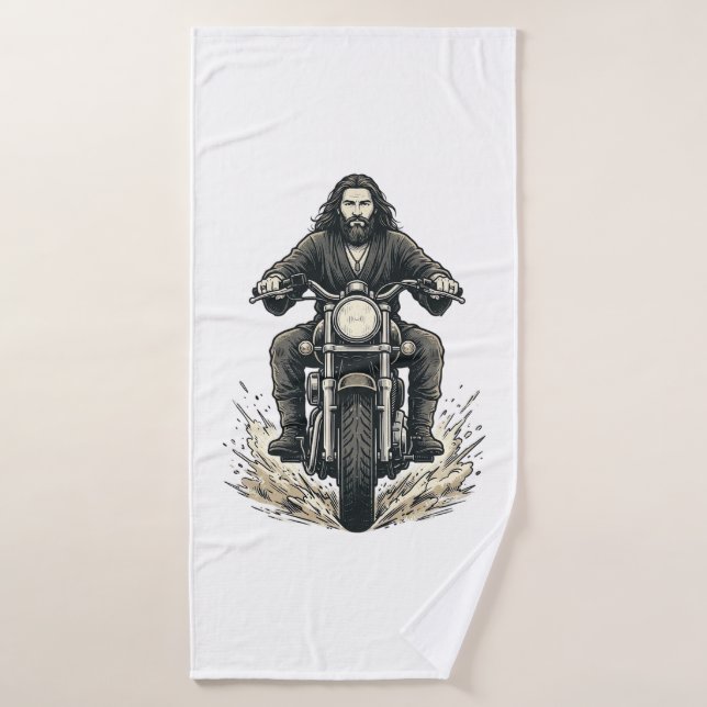Diseño de vector de motorista de motocicleta de gr (Toalla de baño)