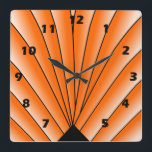 Diseño de ventilador Art Deco Naranja Reloj de par<br><div class="desc">Diseño deco de arte de reloj de pared que puedes personalizar con cualquier texto que elijas. Si necesita ayuda para personalizar,  póngase en contacto con nosotros a través del enlace de esta página. Reloj Art Déco en la pared.</div>