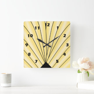 Diseño de ventilador Art Decó Reloj de pared cuadr