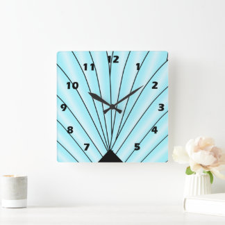 Diseño de ventilador Art Deco Reloj de pared cuadr