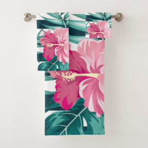 Diseño de verano con flores exóticas a rayas