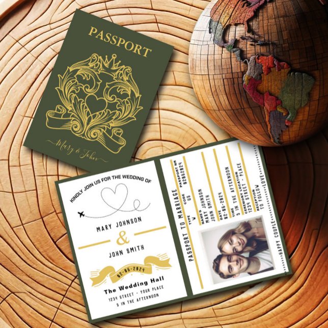 Diseño de viaje de invitación a matrimonio con pas (Subido por el creador)