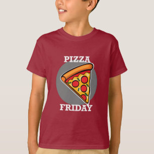 Diseño de Viernes Pizza - Camiseta Básica para Niñ