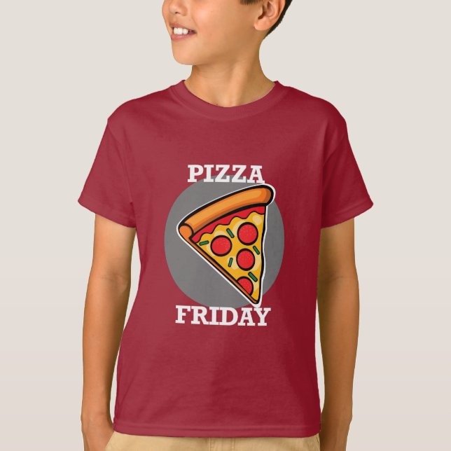 Diseño de Viernes Pizza - Camiseta Básica para Niñ (Anverso)