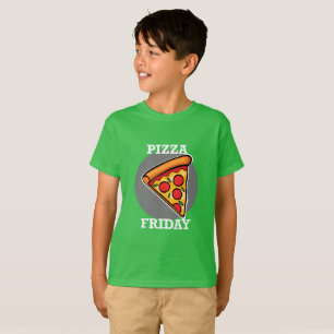Diseño de Viernes Pizza - Camiseta Básica para Niñ