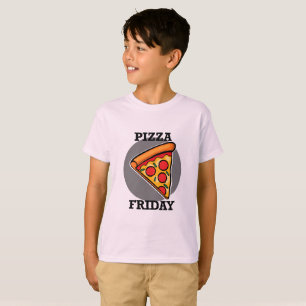 Diseño de Viernes Pizza - Camiseta Básica para Niñ