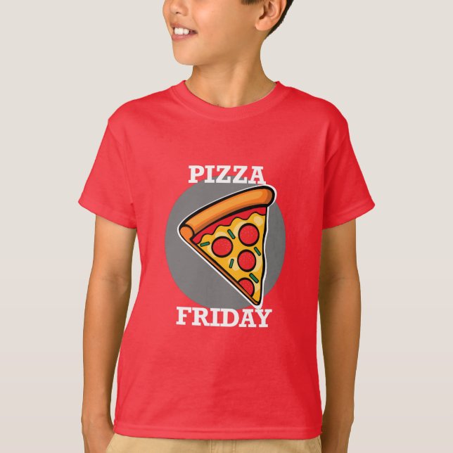 Diseño de Viernes Pizza - Camiseta Básica para Niñ (Anverso)