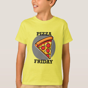 Diseño de Viernes Pizza - Camiseta Básica para Niñ