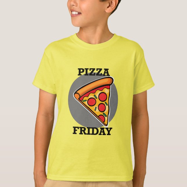 Diseño de Viernes Pizza - Camiseta Básica para Niñ (Anverso)